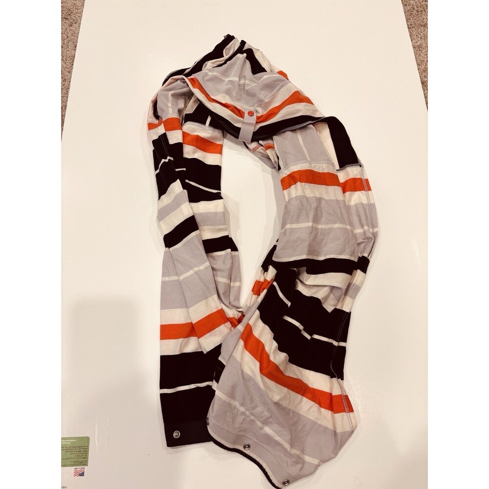 Lululemon Vinyasa Scarf Alarming Naval Blue Gray/Navy/orange/white Stripes